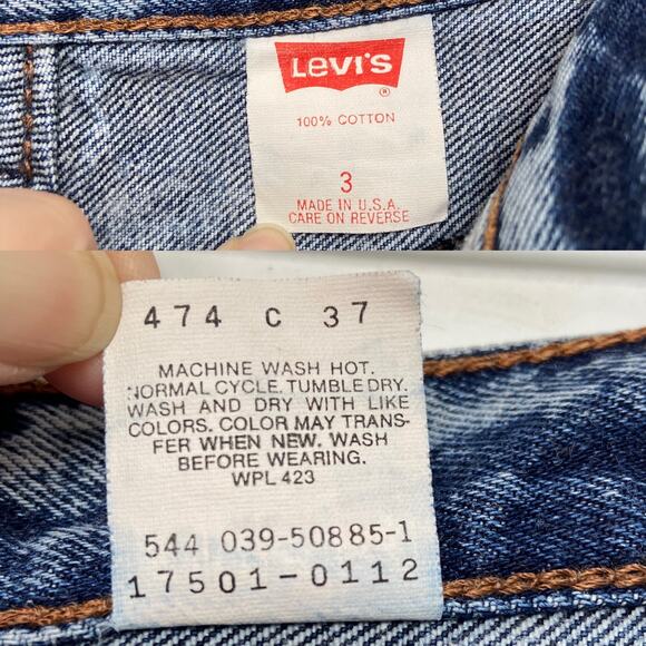 Vintage LEVI'S 501 Button Fly Jeans Acid Wash Blue 80s Rigid Mom Style Size 00 - Picture 9 of 10